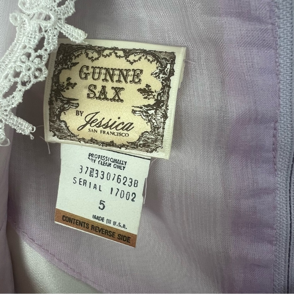 Gunne Sax Lilac 70s Dress Lace Ruffles - Picture 9 of 14